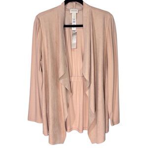Chicos Drape Jacket Waterfall Layering Frosted Petal Pink Size 2 US Large NWT